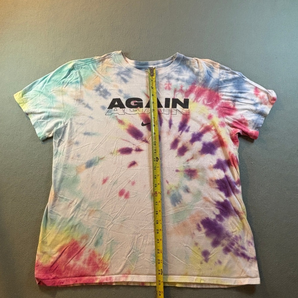 Nike Shirt Mens L Tie Dye AGAIN Graphic Tee Multicolor Spiral Athletic Cut - Picture 3 of 6